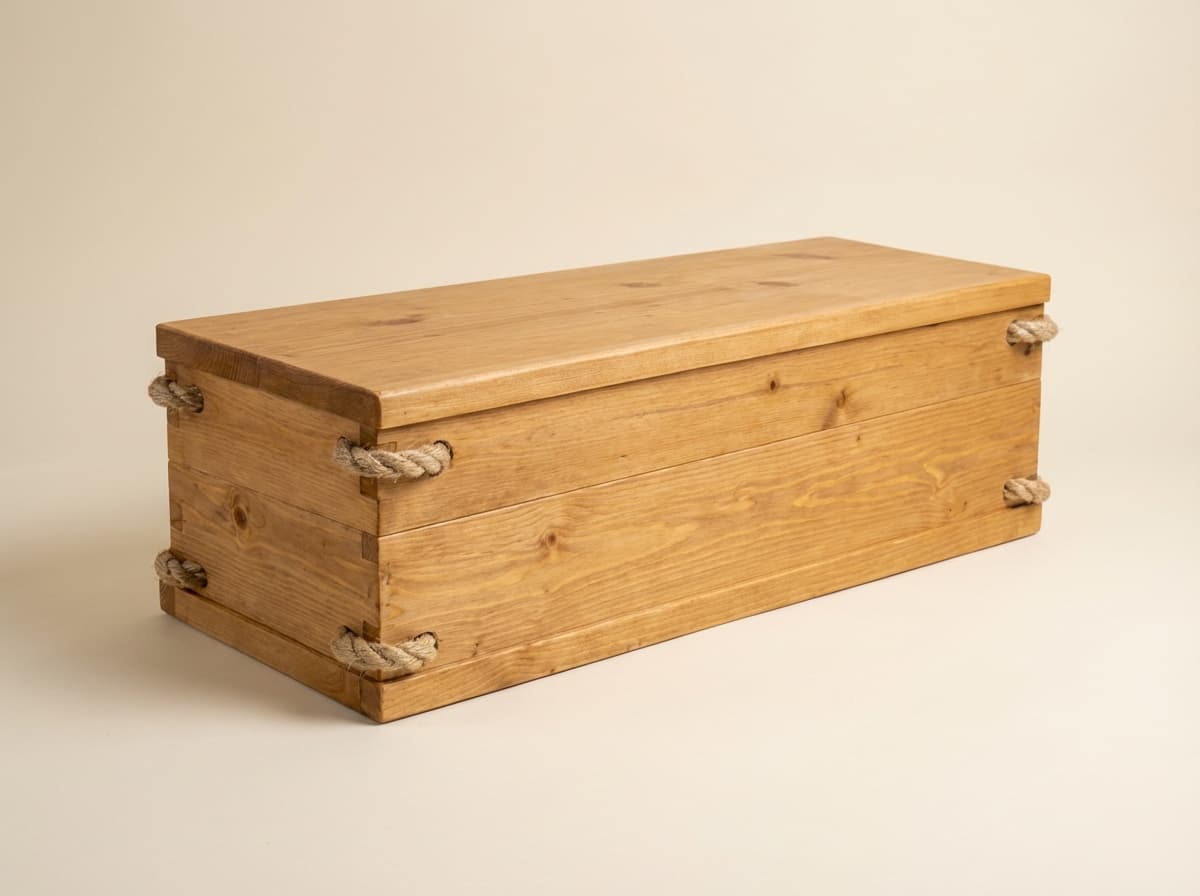 Handcrafted pine pet coffin with rope handles Navasota Texas
